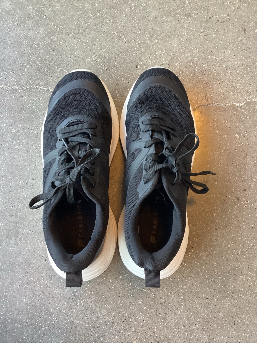 Fabletics Black Knit Athletic Sneakers with White Sole